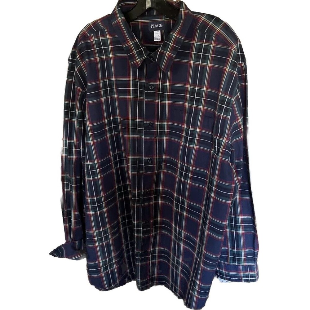The Children’s Place Men’s Matching Family Plaid Poplin Button Down Shirt XXL